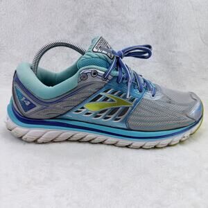 Brooks Glycerin 14 Womens Running Shoes Silver Blue Teal Size 10.5 Lime Punch